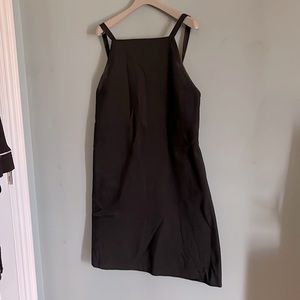 Oak & Fort black shift dress with pockets and adjustable straps